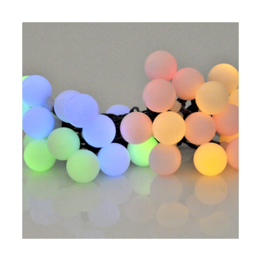 LED RGB Saulės grandinė PARTY 30xLED/1,2V 400 mAh 3,9 m IP44