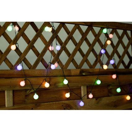 LED RGB Saulės grandinė PARTY 30xLED/1,2V 400 mAh 3,9 m IP44
