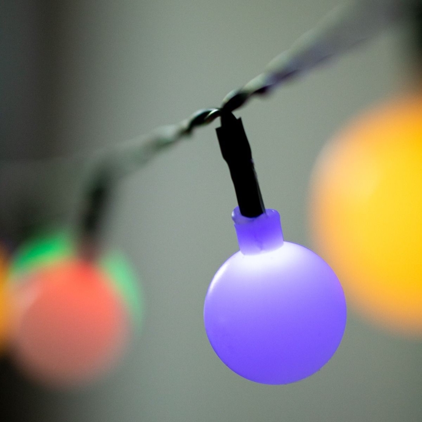 LED RGB Saulės grandinė PARTY 30xLED/1,2V 400 mAh 3,9 m IP44