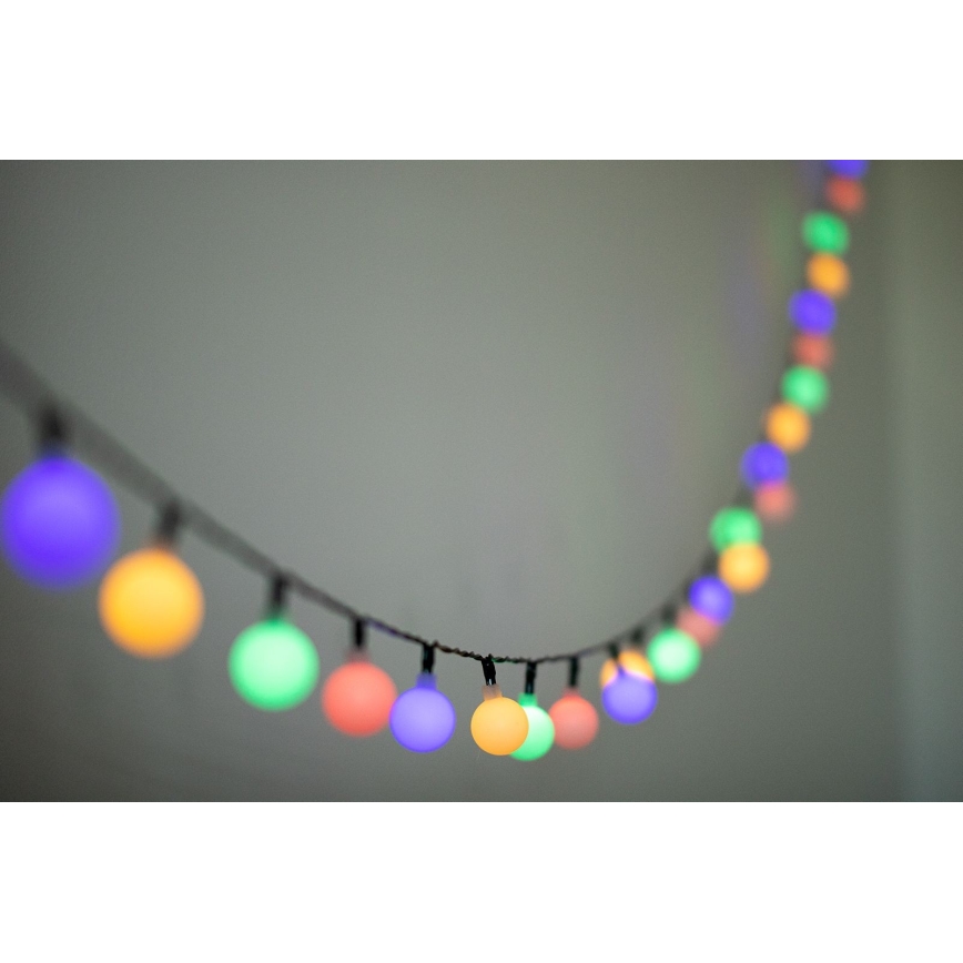 LED RGB Saulės grandinė PARTY 30xLED/1,2V 400 mAh 3,9 m IP44