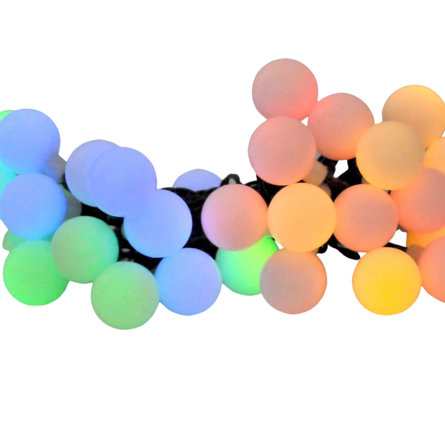 LED RGB Saulės grandinė PARTY 30xLED/1,2V 400 mAh 3,9 m IP44
