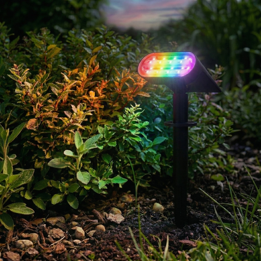 LED RGB saulės lempa 2 viename LED/3,7 V 1200 mAh IP54 juoda