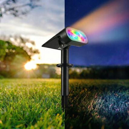 LED RGB saulės lempa 2 viename LED/3,7 V 1200 mAh IP54 juoda