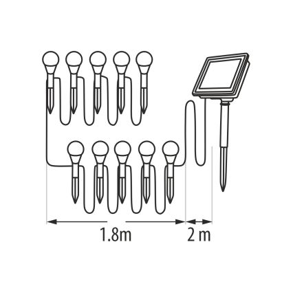 LED RGB saulės šviestuvas 10x LED/1,2 V 300 mAh IP44 juodas
