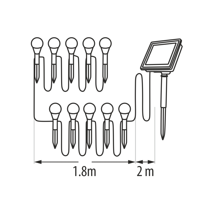 LED RGB saulės šviestuvas 10x LED/1,2 V 300 mAh IP44 juodas