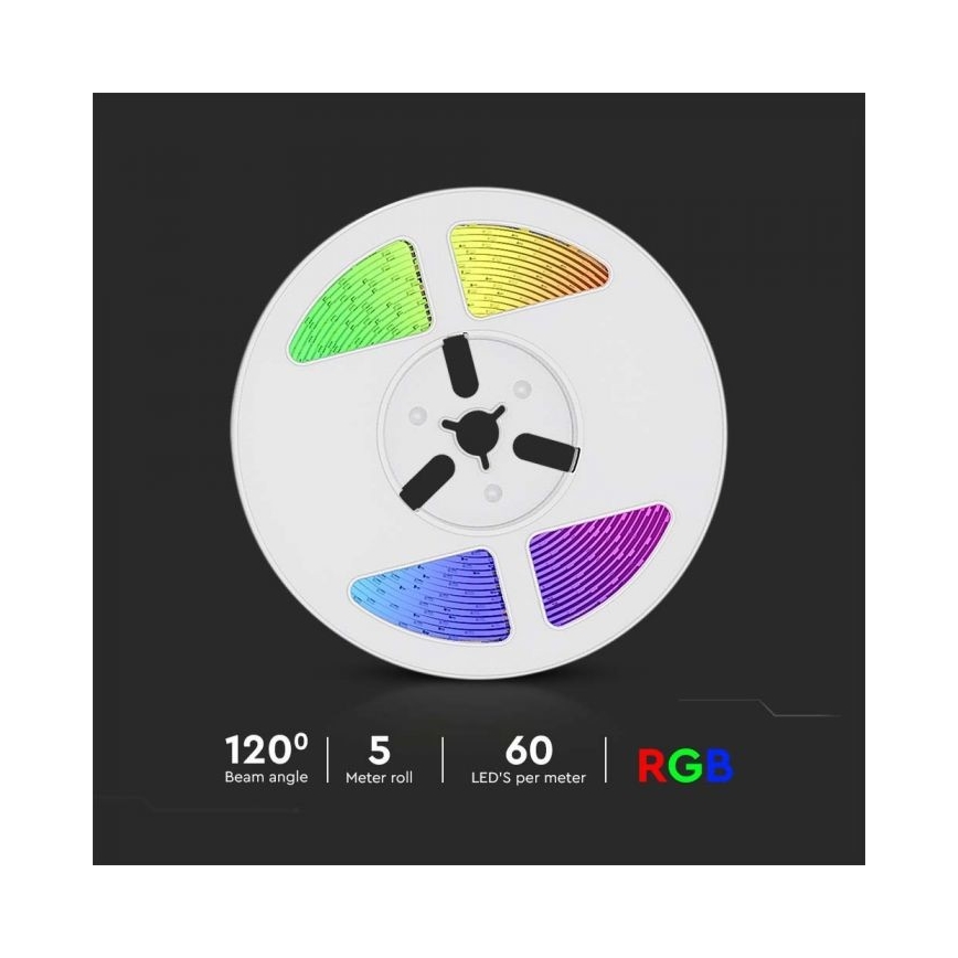 LED RGB šviesos reguliavimas saulės juostelė LED/1,2W/3,7V IP67 5m + nuotolinio valdymo pultas