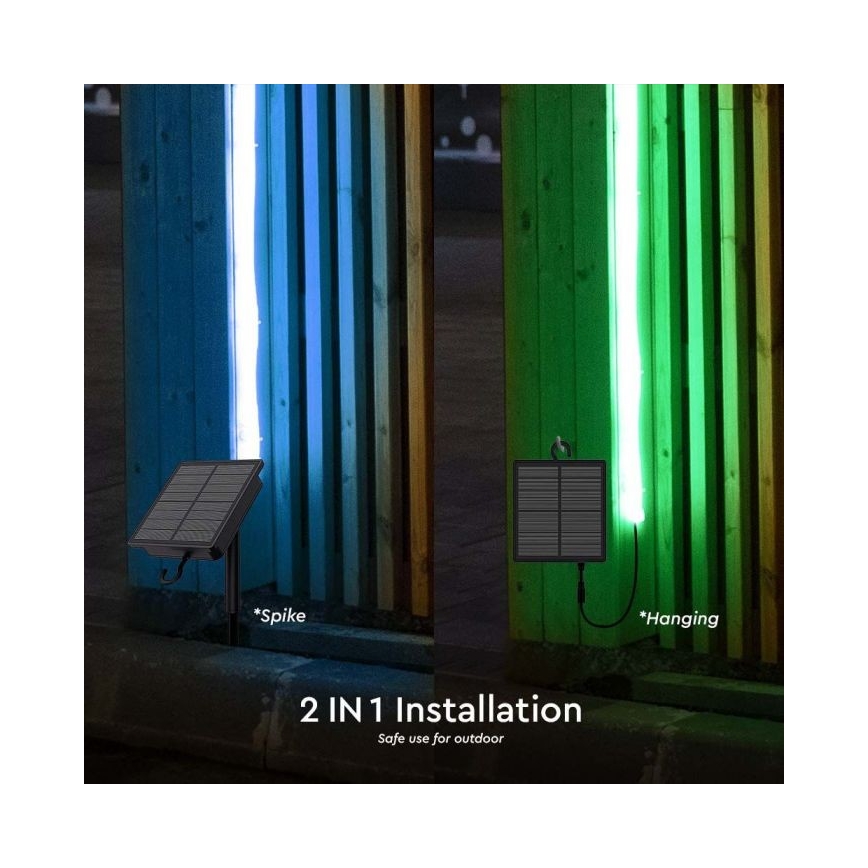 LED RGB šviesos reguliavimas saulės juostelė LED/1,2W/3,7V IP67 5m + nuotolinio valdymo pultas