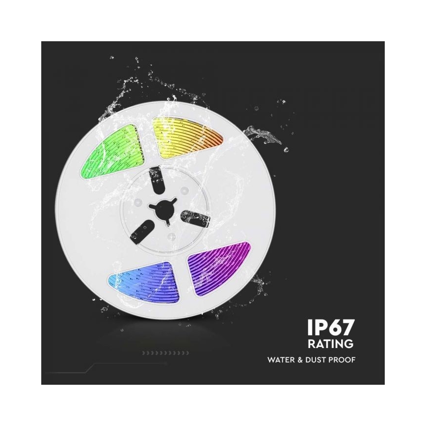 LED RGB šviesos reguliavimas saulės juostelė LED/1,2W/3,7V IP67 5m + nuotolinio valdymo pultas