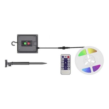 LED RGB šviesos reguliavimas saulės juostelė LED/1,2W/3,7V IP67 5m + nuotolinio valdymo pultas