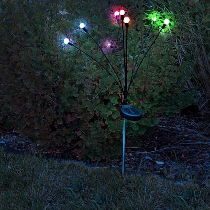 LED RGB šviestuvas, įkraunamas saulės energija FIORINI 8xLED/1,2V 600mAh IP44 juoda