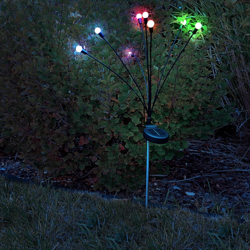 LED RGB šviestuvas, įkraunamas saulės energija FIORINI 8xLED/1,2V 600mAh IP44 juoda