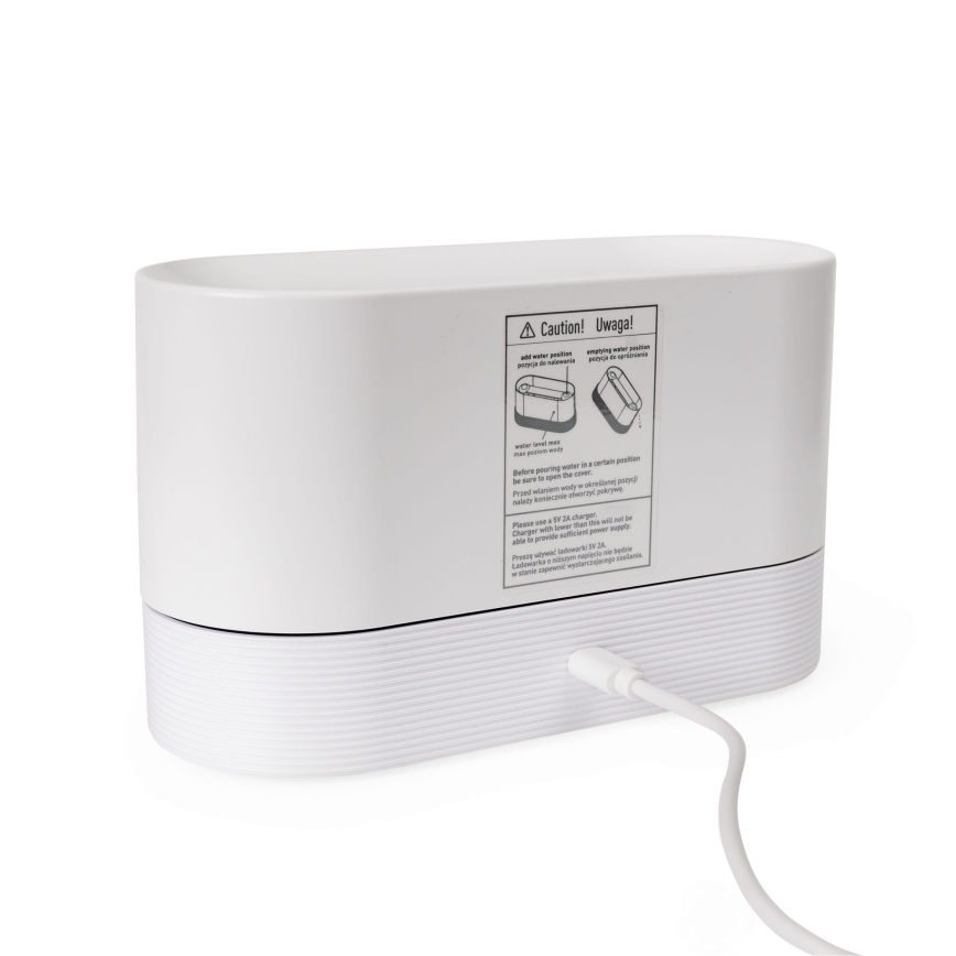 LED RGB Ultragarsinis aromato difuzorius ir oro drėkintuvas su foniniu apšvietimu 180ml balta