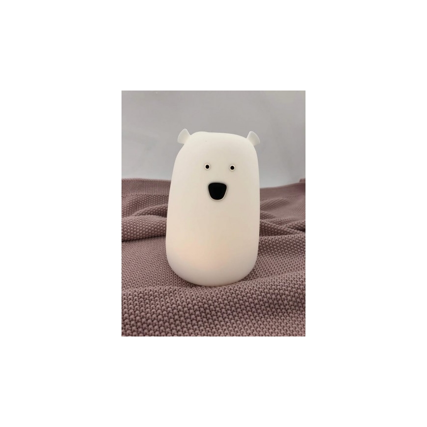 LED RGB Vaikiška jutiklinė lempa BEAR LED/0,8W/5V balta + USB