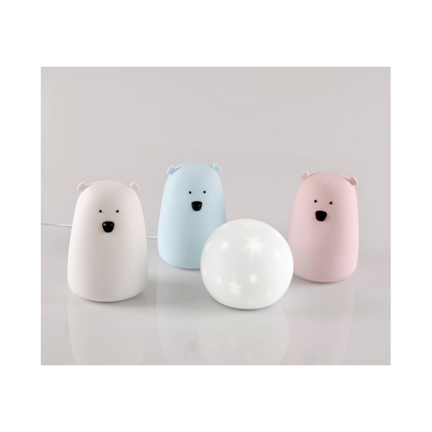 LED RGB Vaikiška jutiklinė lempa BEAR LED/0,8W/5V balta + USB