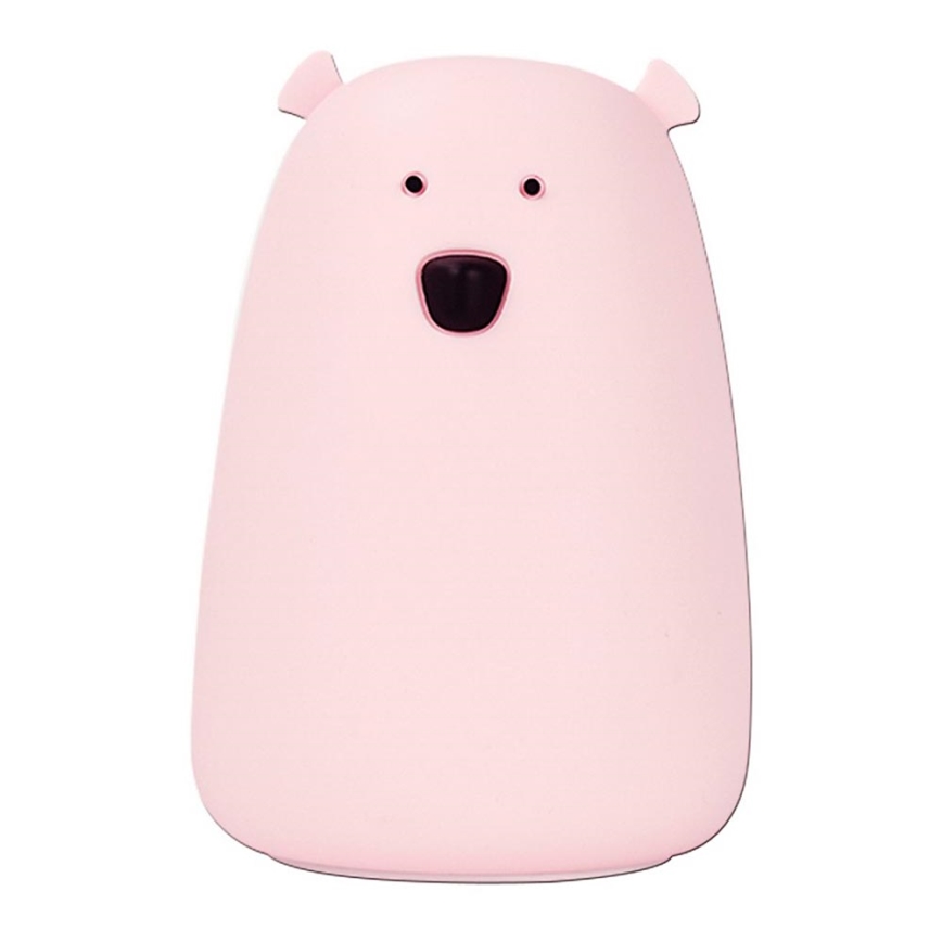 LED RGB Vaikiška jutiklinė lempa BEAR LED/0,8W/5V rožinė + USB