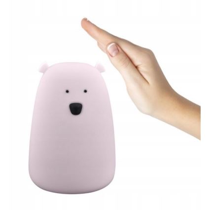 LED RGB Vaikiška jutiklinė lempa BEAR LED/0,8W/5V rožinė + USB