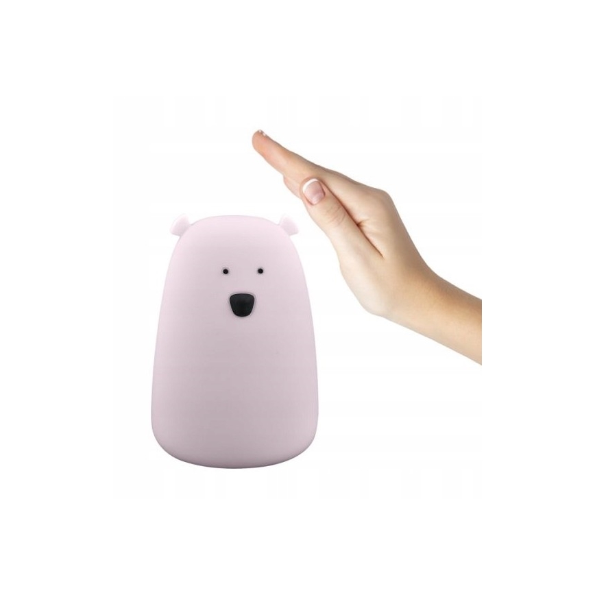 LED RGB Vaikiška jutiklinė lempa BEAR LED/0,8W/5V rožinė + USB