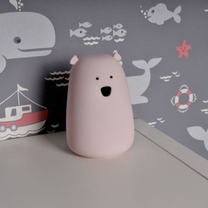 LED RGB Vaikiška jutiklinė lempa BEAR LED/0,8W/5V rožinė + USB