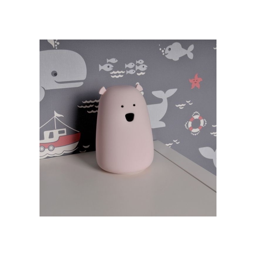 LED RGB Vaikiška jutiklinė lempa BEAR LED/0,8W/5V rožinė + USB
