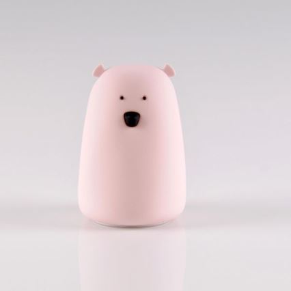 LED RGB Vaikiška jutiklinė lempa BEAR LED/0,8W/5V rožinė + USB