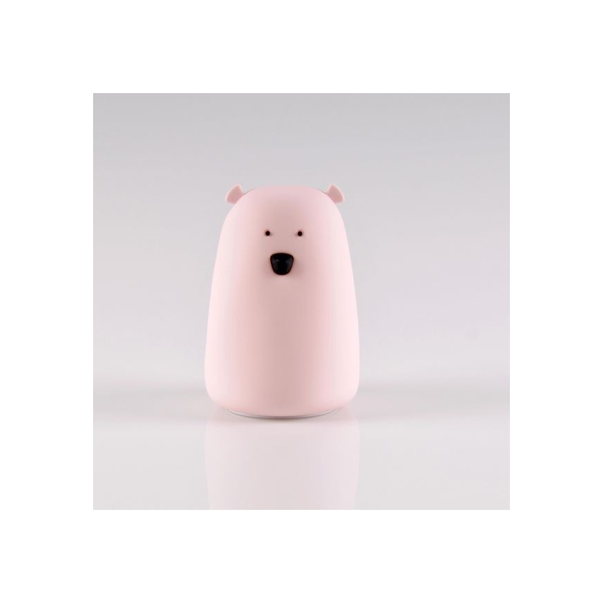 LED RGB Vaikiška jutiklinė lempa BEAR LED/0,8W/5V rožinė + USB