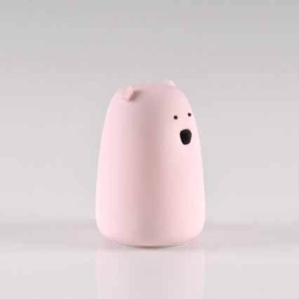 LED RGB Vaikiška jutiklinė lempa BEAR LED/0,8W/5V rožinė + USB