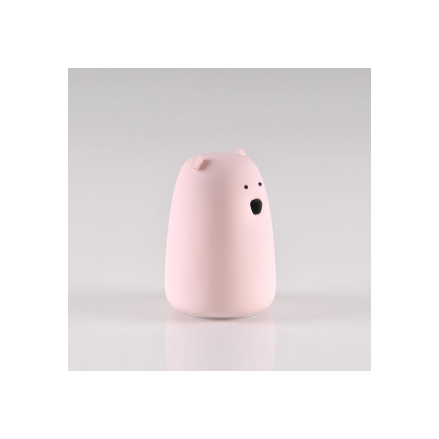 LED RGB Vaikiška jutiklinė lempa BEAR LED/0,8W/5V rožinė + USB