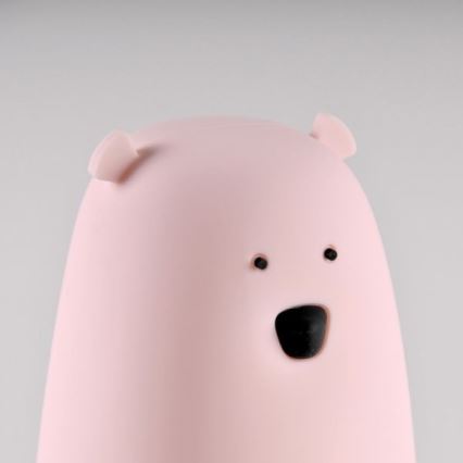 LED RGB Vaikiška jutiklinė lempa BEAR LED/0,8W/5V rožinė + USB
