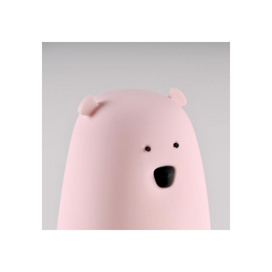 LED RGB Vaikiška jutiklinė lempa BEAR LED/0,8W/5V rožinė + USB