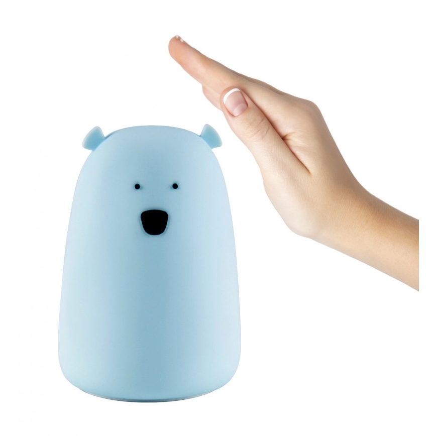 LED RGB Vaikiškas jutiklinė mažas lempa BEAR LED/0,8W/5V mėlyna