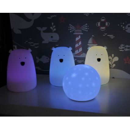 LED RGB Vaikiškas jutiklinė mažas lempa BEAR LED/0,8W/5V mėlyna