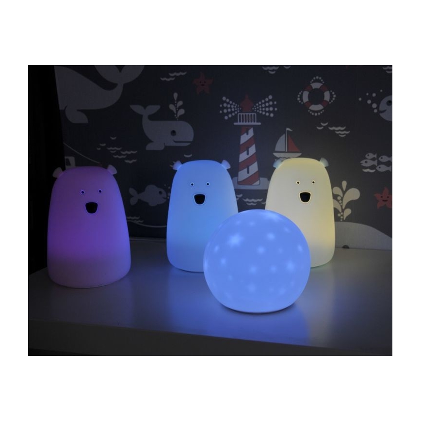 LED RGB Vaikiškas jutiklinė mažas lempa BEAR LED/0,8W/5V mėlyna