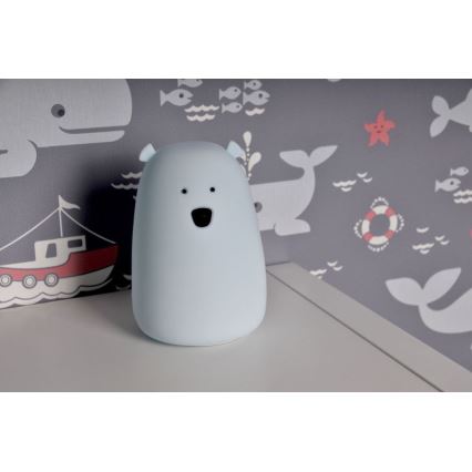 LED RGB Vaikiškas jutiklinė mažas lempa BEAR LED/0,8W/5V mėlyna
