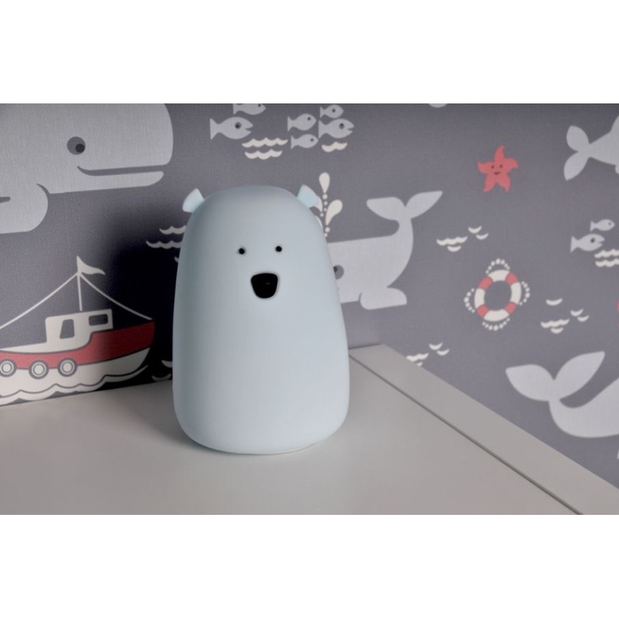 LED RGB Vaikiškas jutiklinė mažas lempa BEAR LED/0,8W/5V mėlyna