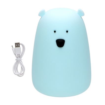 LED RGB Vaikiškas jutiklinė mažas lempa BEAR LED/0,8W/5V mėlyna