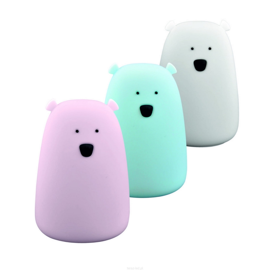 LED RGB Vaikiškas jutiklinė mažas lempa BEAR LED/0,8W/5V mėlyna