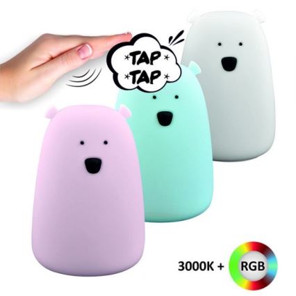 LED RGB Vaikiškas jutiklinė mažas lempa BEAR LED/0,8W/5V mėlyna