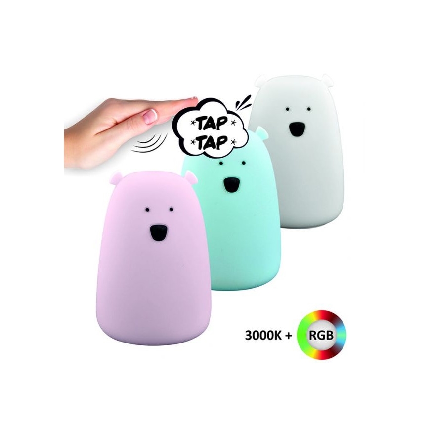 LED RGB Vaikiškas jutiklinė mažas lempa BEAR LED/0,8W/5V mėlyna