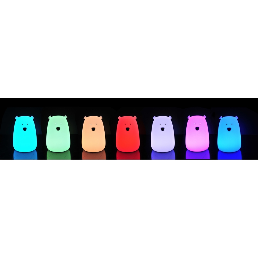 LED RGB Vaikiškas jutiklinė mažas lempa BEAR LED/0,8W/5V mėlyna