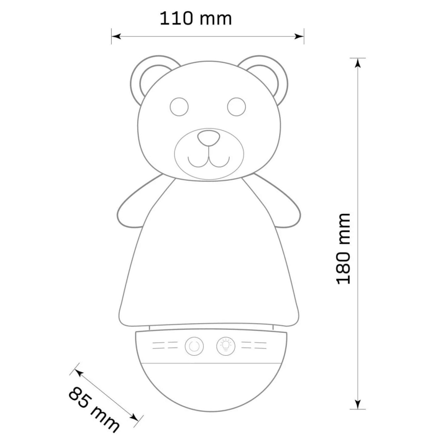 LED RGB Vaikiškas naktinis šviestuvas su melody 3xAAA/5V meška