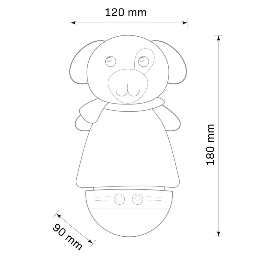 LED RGB Vaikiškas naktinis šviestuvas su melody 3xAAA/5V šuniukas