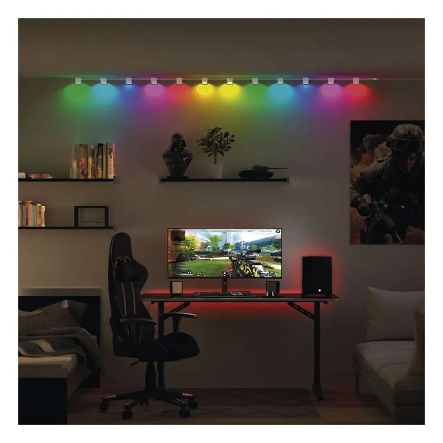LED RGBIC+CCT Dekoratyvinė grandinėlė su prožektoriumi GoSmart - prailginimas 4xLED/7W/230V 85 cm Wi-Fi Tuya