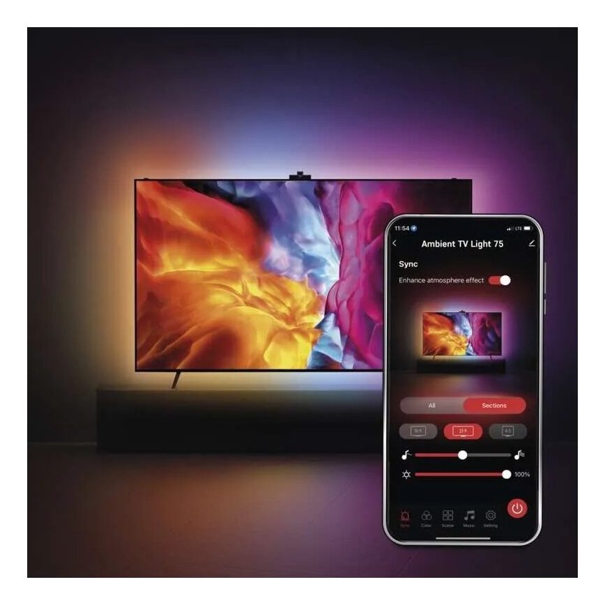 LED RGBIC Juostelė - TV GoSmart LED/24W/230V 75“