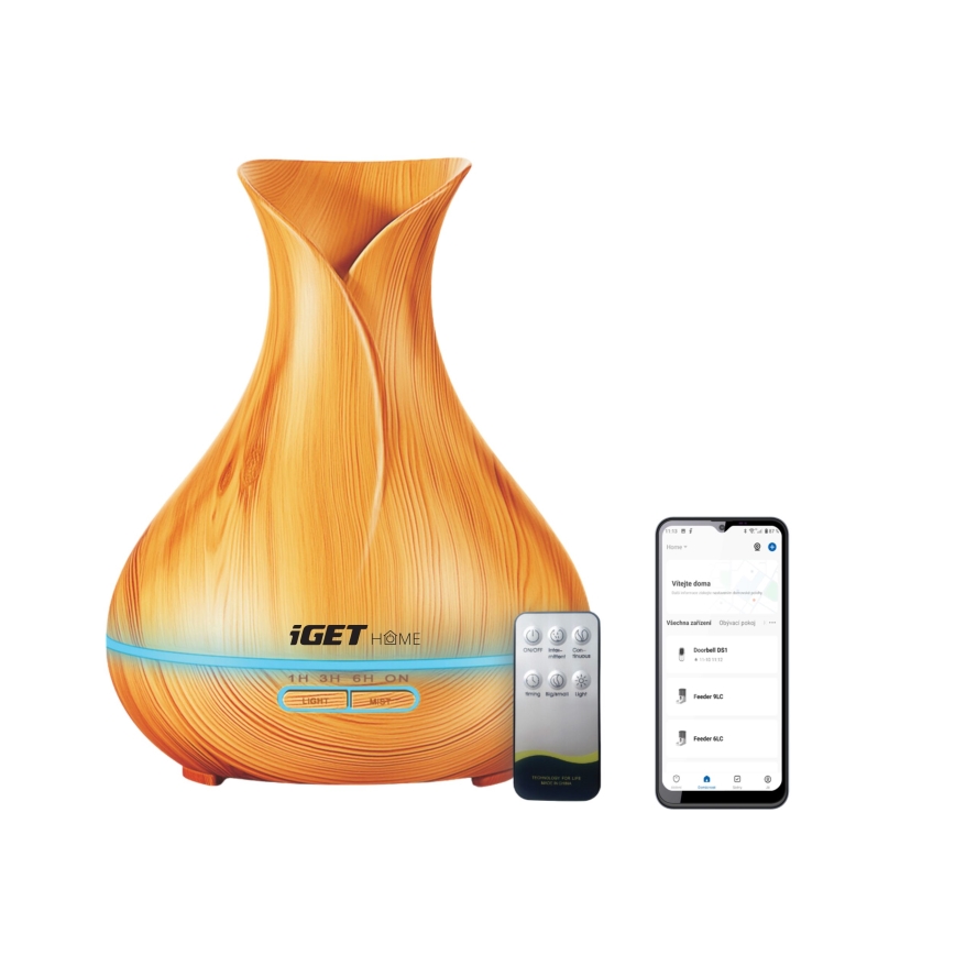 LED RGBW Aromato difuzorius ir oro drėkintuvas LED/230V 500 ml Wi-Fi + nuotolinio valdymo pultas