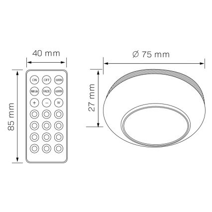LED RGBW Pritemdomas baldų apšvietimas LED/0,5W/4,5V 3xAAA balta + nuotolinio valdymo pultas