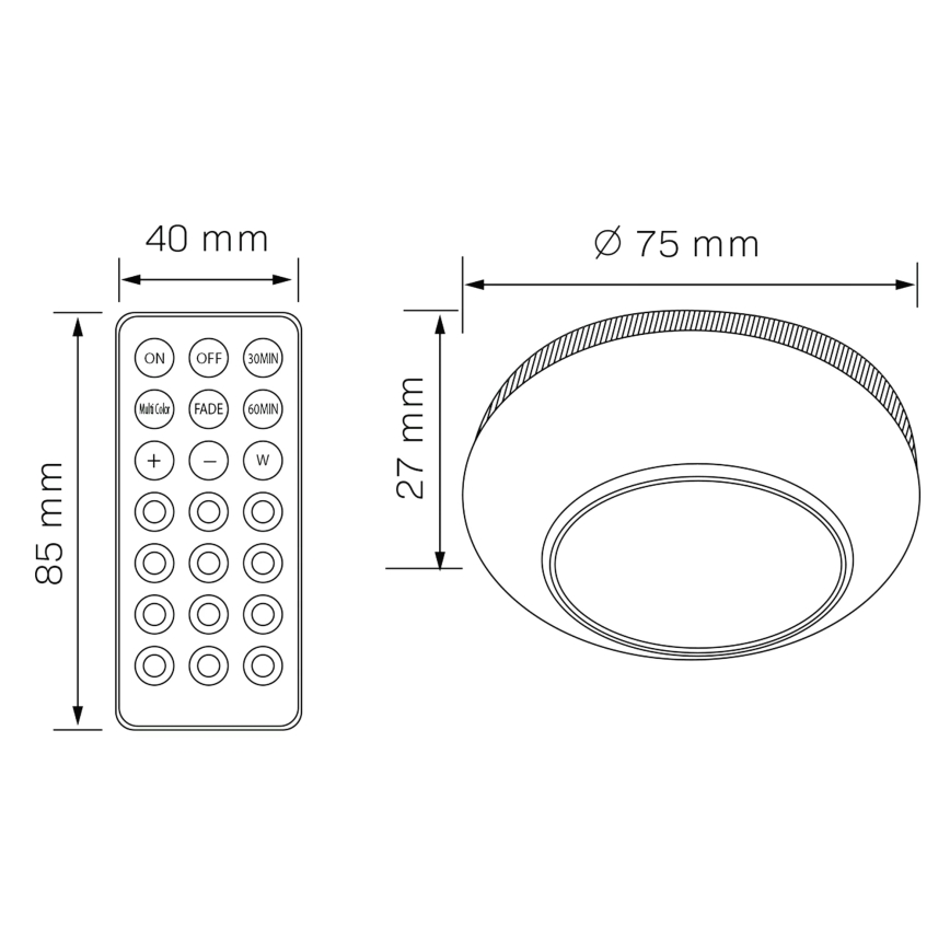 LED RGBW Pritemdomas baldų apšvietimas LED/0,5W/4,5V 3xAAA balta + nuotolinio valdymo pultas