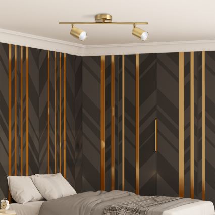 LED RGBW dimeriuojamas taškinis šviestuvas GOLDI 2xGU10/6W/230V 3000K auksinis + nuotolinis valdymas