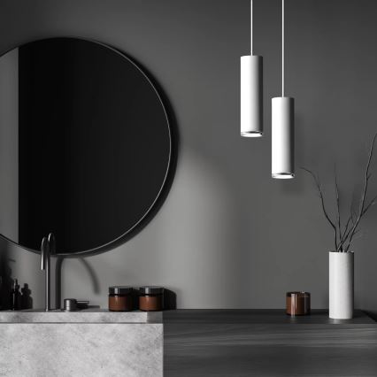 LED RGBW dimeriuojamas vonios kambario pakabinamas šviestuvas ant laido TURYN 1xGU10/6W/230V 3000K Wi-Fi IP44 baltas