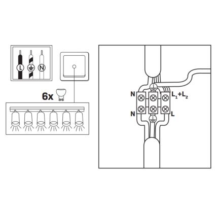 LED RGBW dimeriuojamas vonios taškinis šviestuvas TURYN 6xGU10/6,5W/230V 2700-6500K Wi-Fi IP44 juodas