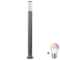 LED RGBW Dimeriuojama lauko lempa LIVIA 1xE27/6,5W/230V 2700-6500K Wi-Fi 100 cm IP44 sidabrinė